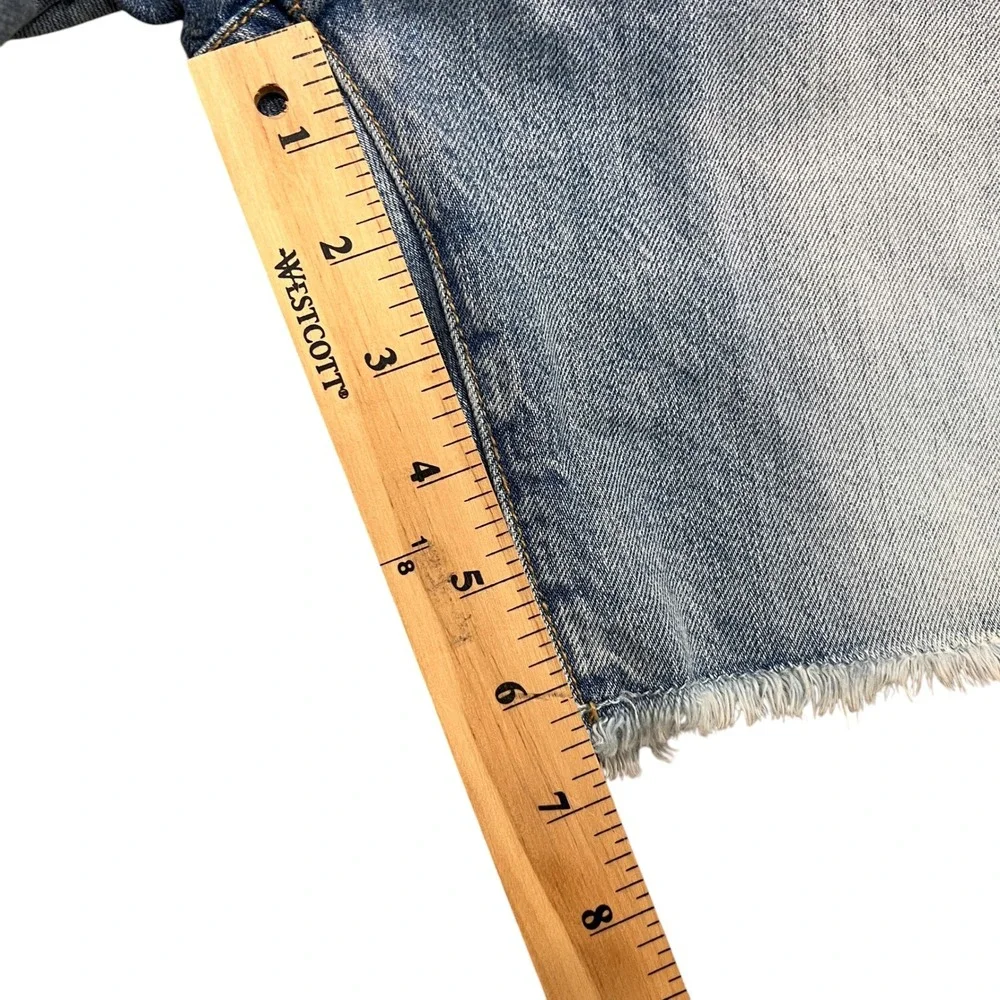 Current/Elliott The Slouchy Cut Off Denim Shorts Light Wash Blue Size 27 Sealine